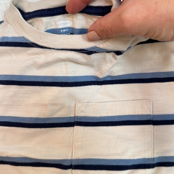 Boys summer preppy outfit striped top & navy adjustable shorts size 6, small 6/7 - Picture 5 of 5